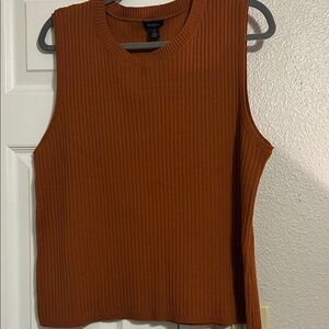 Halogen Burnt Orange Ribbed Knit Top